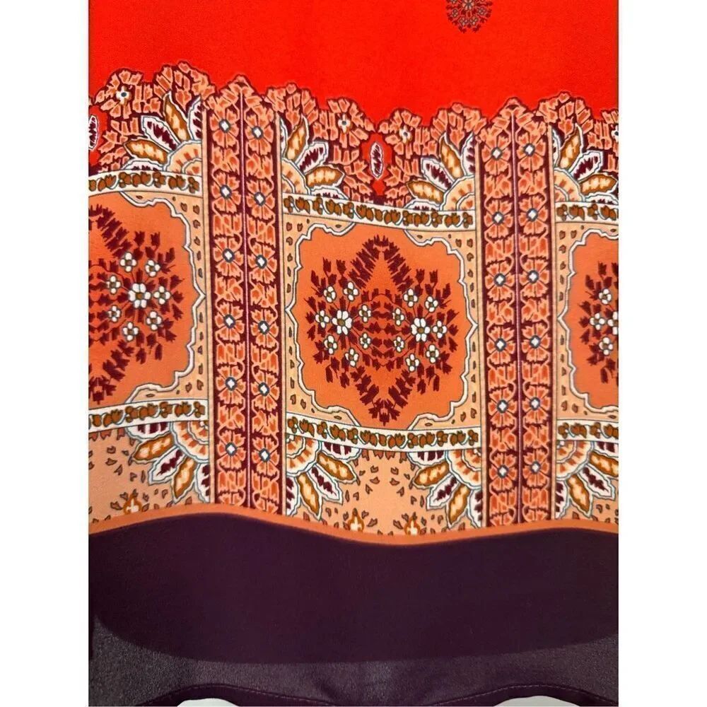 Maeve Silky Red Navy Printed Blouse 4 - Picture 5 of 8